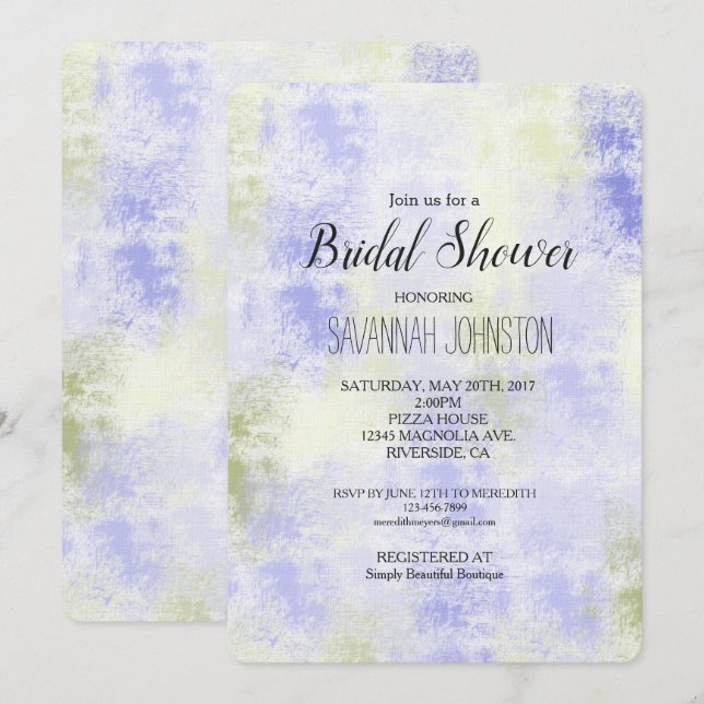 Lila Olive Abstrakt Inbjudningar (Fram/baksida)