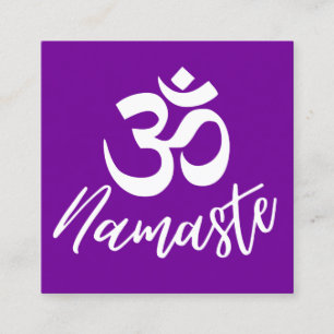 Lila Om (Aum) HIndu Meditation Symbol Fyrkantigt Visitkort