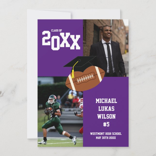 Lila om fotbollssporter i Studenten Inbjudningar (Framsida)