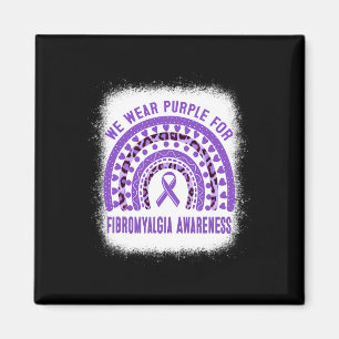 Lila om medvetenhet om fibromyalgi Ribbon Rainbow Magnet