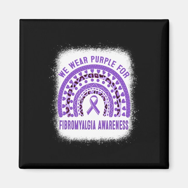 Lila om medvetenhet om fibromyalgi Ribbon Rainbow Magnet (Framsidan)