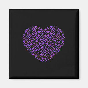Lila om ökad medvetenhet om cancer Ribbon Heart Gi Magnet