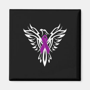 Lila om ökad medvetenhet om cancer Ribbon Phoenix Magnet