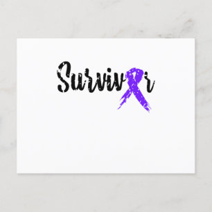 Lila om överlevande Ribbon Breast Cancer Awareness Inbjudan Vykort
