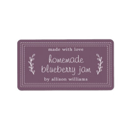 Lila om Rustic Homemade Blueberry Sylt Canning Adressetikett