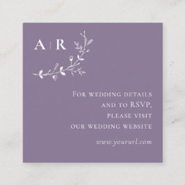 Lila om webbplatsinformation om Vine Rulla Bröllop Tilläggskort