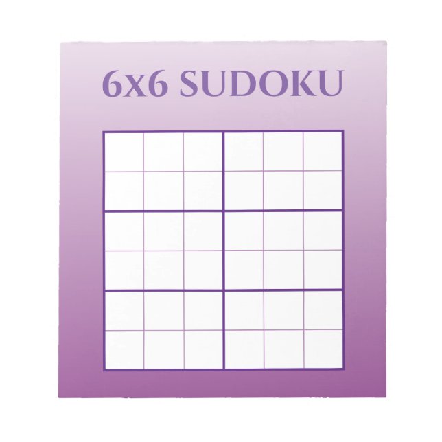 Lila Ombre 6x6 Sudoku Grid-mall Anteckningsblock (Framsida)