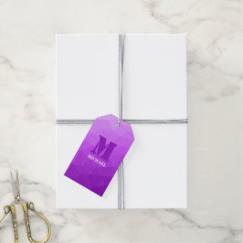 Lila ombré geometriskt nätmönster Monogram Presentetikett