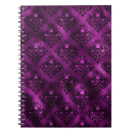Lila Ombre Glam Glitter Damask Pattern Anteckningsbok