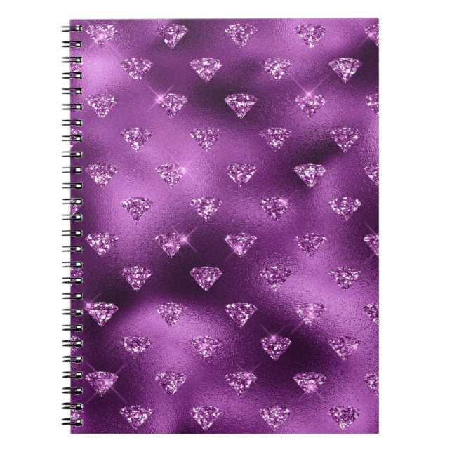 Lila Ombre Glam Glitter Diamonds Mönster Anteckningsbok (Framsidan)