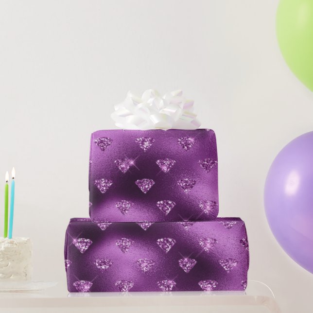 Lila Ombre Glam Glitter Diamonds Mönster Presentpapper (Festgåvor)