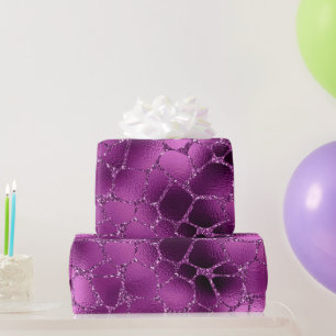 Lila Ombre Glam Glitter Giraff Fläckar Presentpapper