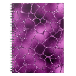 Lila Ombre Glam Glitter Giraffe Spots Mönster Anteckningsbok