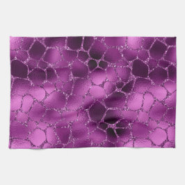 Lila Ombre Glam Glitter Giraffe Spots Mönster Kökshandduk