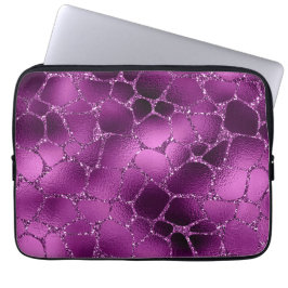 Lila Ombre Glam Glitter Giraffe Spots Mönster Laptop Fodral