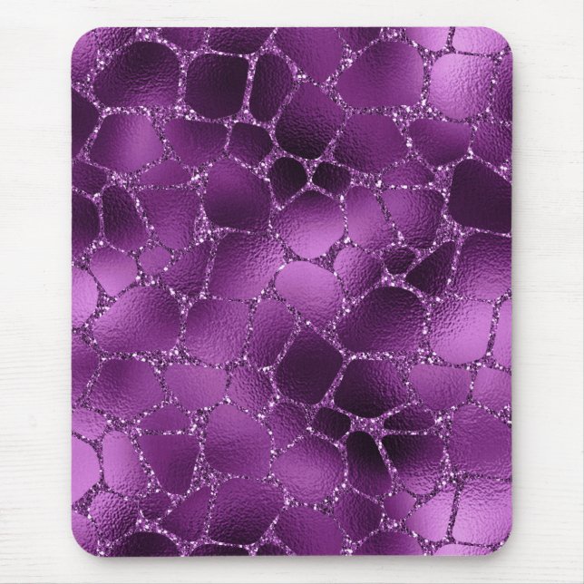 Lila Ombre Glam Glitter Girafffläckar Mönster Musmatta (Framsidan)
