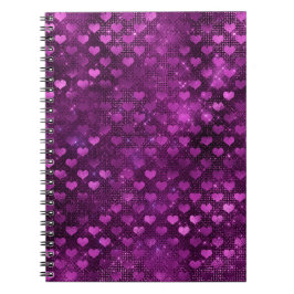 Lila Ombre Glam Glitter Hearts Mönster Anteckningsbok