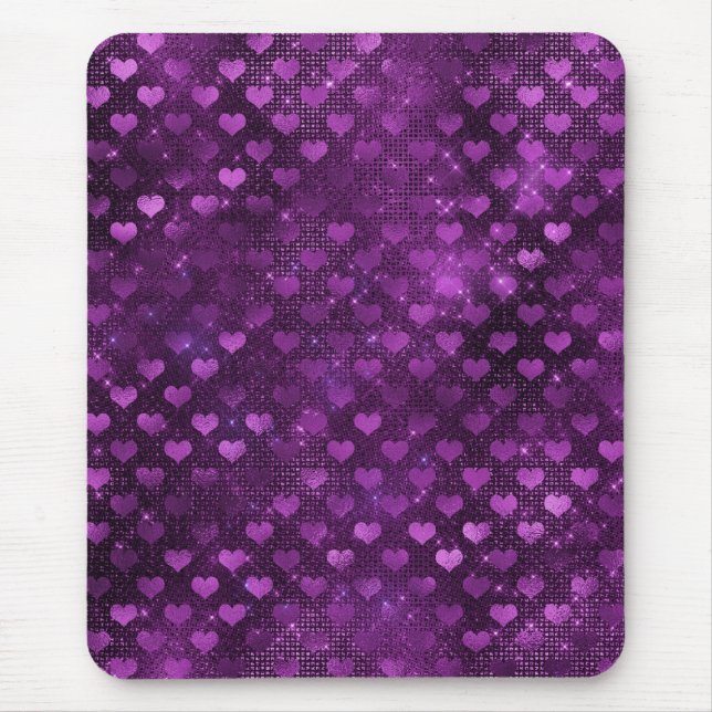 Lila Ombre Glam Glitter Hearts Mönster Musmatta (Framsidan)