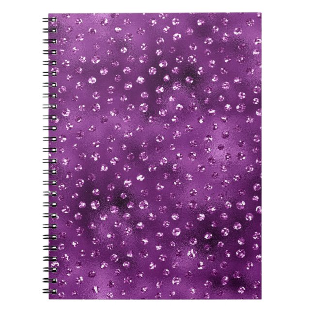 Lila Ombre Glam Glitter Polka dots Mönster Anteckningsbok (Framsidan)