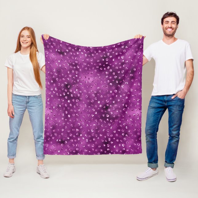 Lila Ombre Glam Glitter Polka dots Mönster Fleecefilt (På plats)