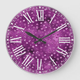 Lila Ombre Glam Glitter Polka dots Mönster Stor Klocka