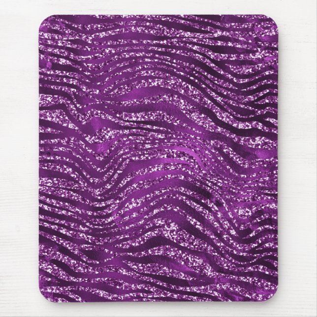 Lila Ombre Glam Glitter Tiger Rand Mönster Musmatta (Framsidan)