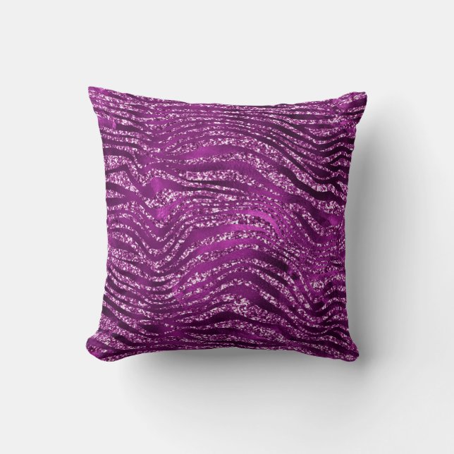 Lila Ombre Glam Glitter Tiger Ränder Mönster Kudde (Framsida)