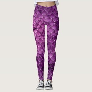 Lila Ombre Glam Mermaid Scales Mönster Leggings