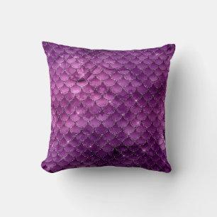 Lila Ombre Glam Sjöjungfru Fjäll Mönster Kudde