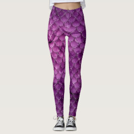 Lila Ombre Glam Sjöjungfru Scales Mönster Leggings