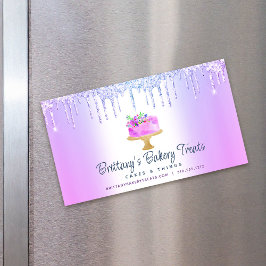 Lila Ombre Glitter Drips bakverk Chef för Cake Om Magnetiska Visitkort