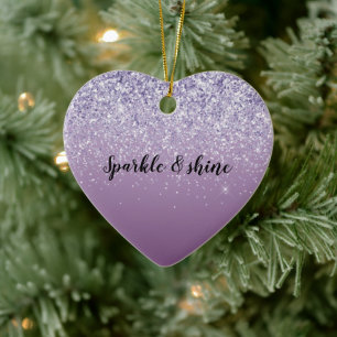 Lila Ombre Glitter Julgransprydnad Keramik