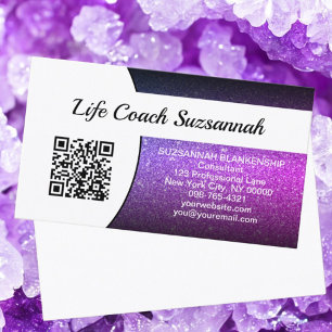 Lila Ombre Glitter QR-kodens Professionell Visitkort