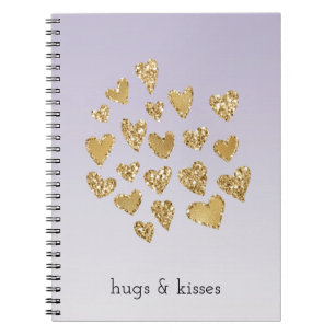 Lila Ombre Gnistra Guld Glitter Hearts Anteckningsbok