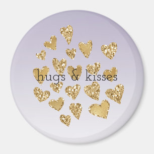 Lila Ombre Gnistra Guld Glitter Hearts Magnet