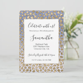Lila Ombre Guld Glitter Glitz Leopard Skriv ut Inbjudningar