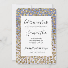 Lila Ombre Guld Glitter Glitz Leopard Skriv ut Inbjudningar