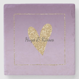 Lila Ombre Guld Glitter Heart Stenunderlägg