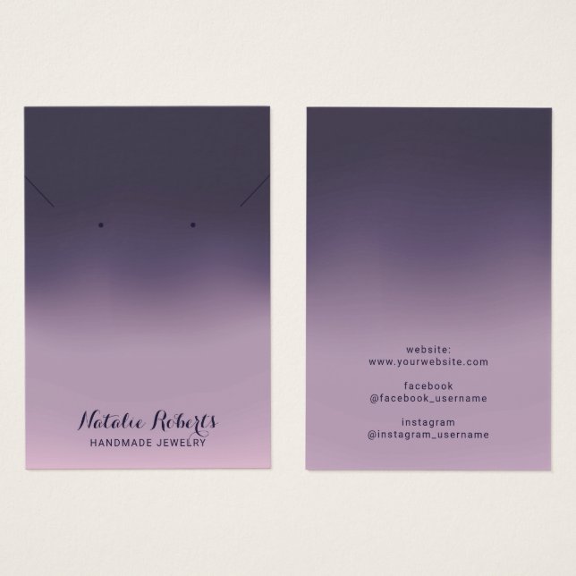 Lila Ombre Handmade made Jewelry Earring Visning Visitkort (Framsida & baksida)