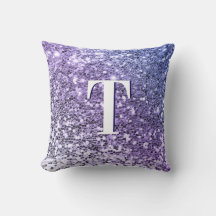 Lila Ombre Klumpig Glitter Monogram