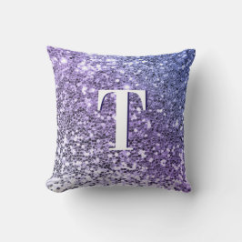 Lila Ombre Klumpig Glitter Monogram Kudde