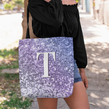 Lila Ombre Klumpig Glitter Monogram