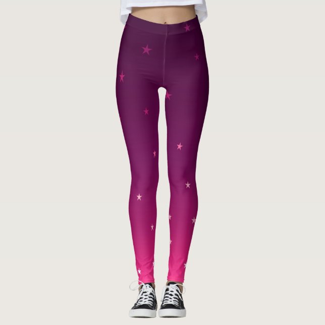 Lila ombre-stjärnor leggings (Framsida)