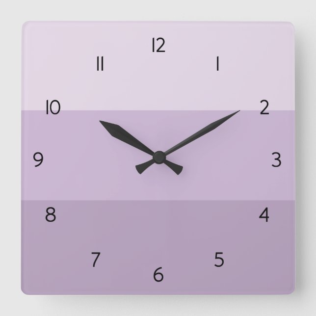 Lila Ombre Stripe Square Wall Clock Fyrkantig Klocka (Framsida)