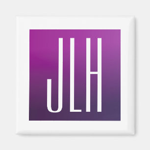 Lila Ombre & Vita Initialer eller annan text Magnet
