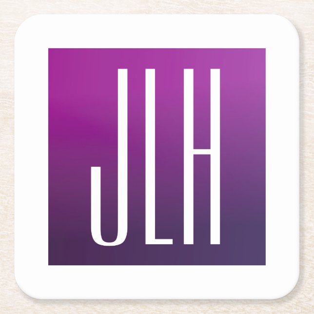Lila Ombre & Vita Initialer eller annan text Underlägg Papper Kvadrat (Framsidan)