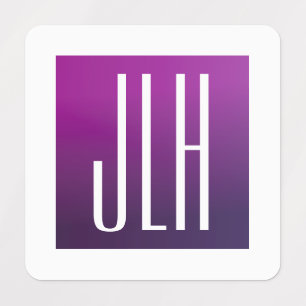 Lila Ombre & White Initialer eller annan text Klistermärke