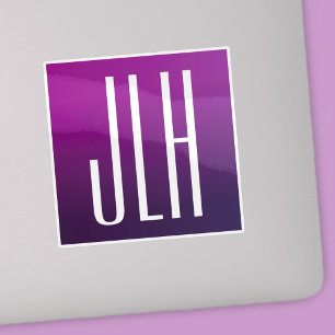 Lila Ombre & White Initialer eller annan text Klistermärken