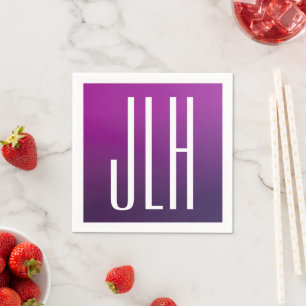 Lila Ombre & White Initialer eller annan text Pappersservett