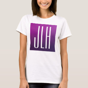 Lila Ombre & White Initialer eller annan text T Shirt